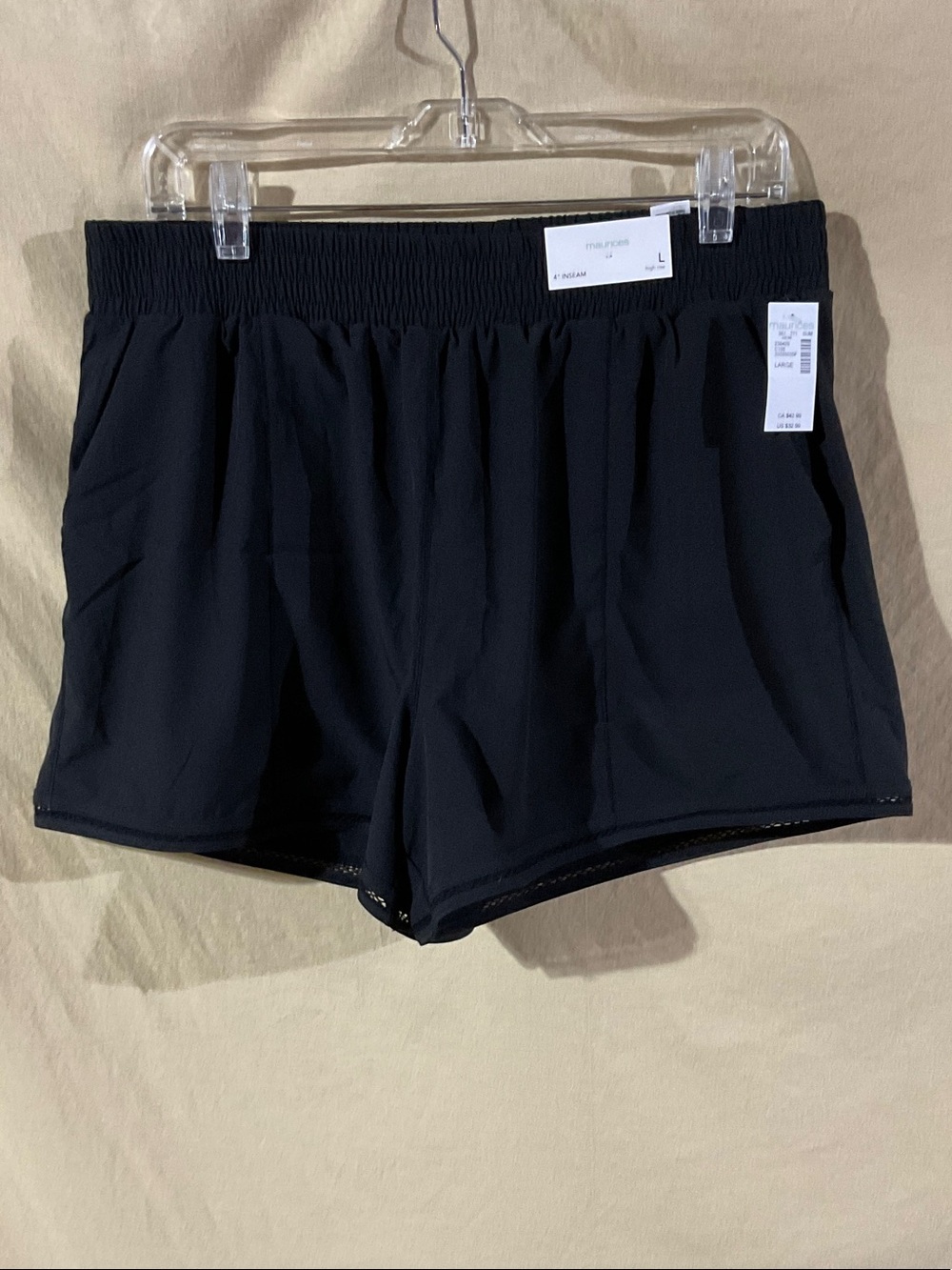 Maurices Size L Black Athletic Elastic-Waist Shorts